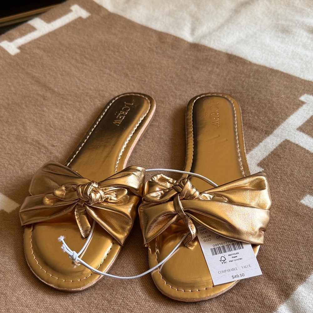 J. Crew Metallic Gold Knot Sandals